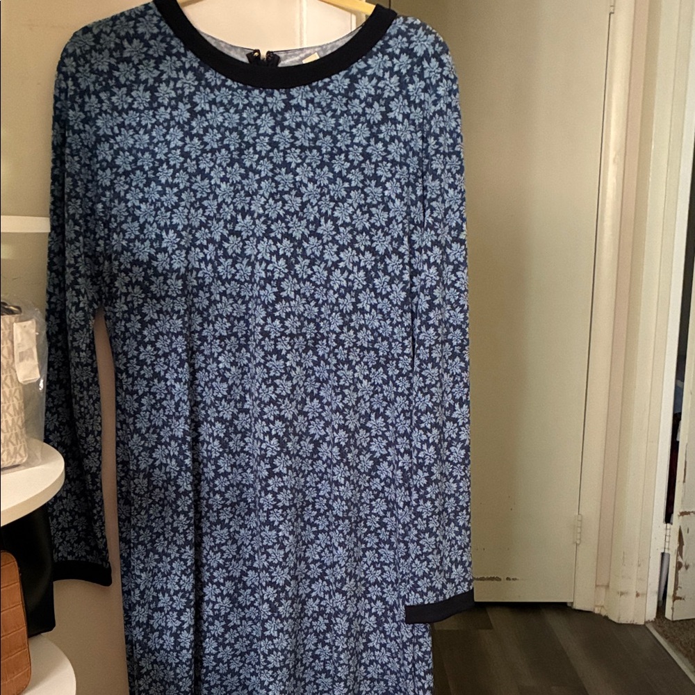 Michael Kors Navy Floral Long Sleeve Dress